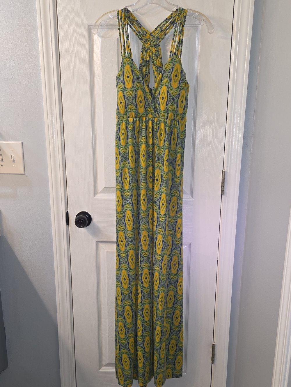 Pink Rose Yellow and Blue Printed Maxi Dress